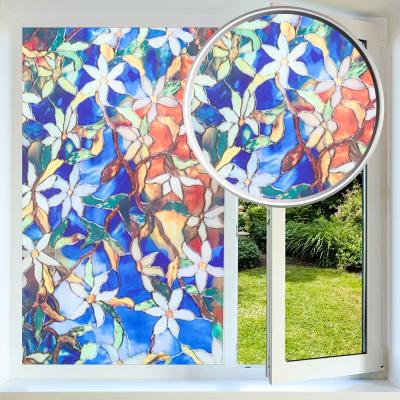 China Non Self Adhesive 3D Printing Static Decorative Window Protective Film Stained Glass Sticker for sale