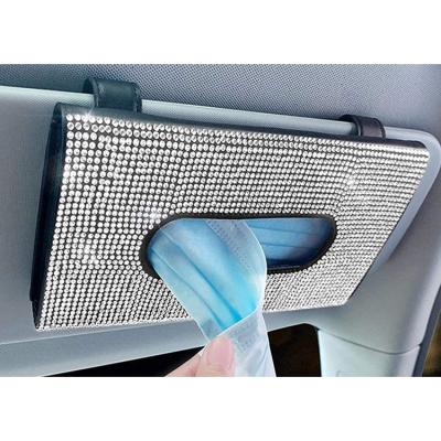 China Fashion Wholesale Women's Diamond Factory Car Rhinestone Sunshade Paper Towel Box for sale