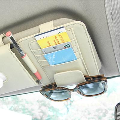 China Leather Hanging Fancy Storage Bag CD DVD Sunshade Car Card Holder Car Sun Visor Organizer for sale