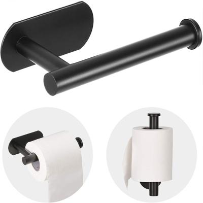 China Modern Universal 304 Stainless Steel Toilet Paper Roll Holder Without Cover Black Stainless Steel Paper Towel Holder For Toilet Bathroom for sale