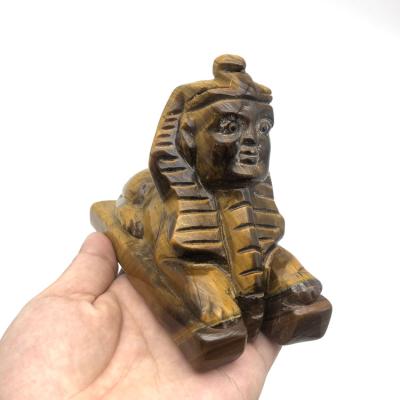 China Natural Sphinx Crystal Carvings Hand Made Tiger-Eye Quartz Animal From Europe for sale