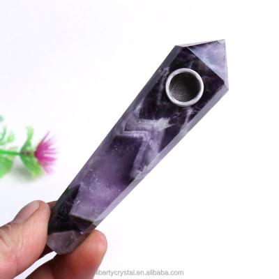 China China Gemstone Crystal Pipes Quartz Natural Amethyst Smoking Pipes Gemstone Crystal Smoking Pipe for sale