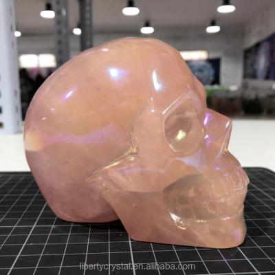 China Natural Europe Angel Aura Rose Quartz Skulls Gemstone Crystal for sale