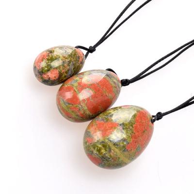 China Europe Hot Sale Unakite Drilled Stone (3 Pieces/Set) Carved Yoni Eggs For Women Kegel Exercise for sale