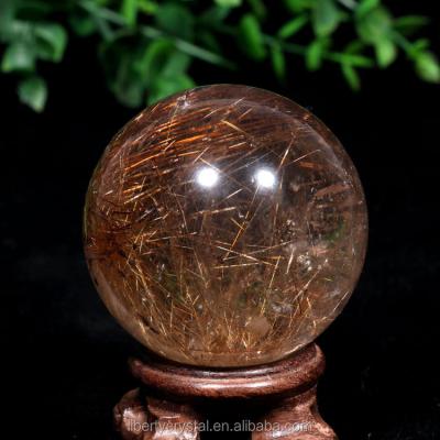 China China Wholesale Golden Hair Quartz Customized Crystal Ball Rutilated Quartz for sale