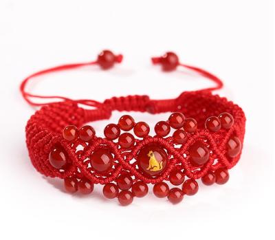 China Beautiful Handmade China Red Rope Bracelet with Chinese Quartz Crystal Zodiac Statue 12 for sale