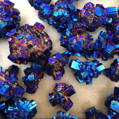 China China Best Sale Aura Crystal Aragonite Specimen Titanium Coated Dark Blue for sale