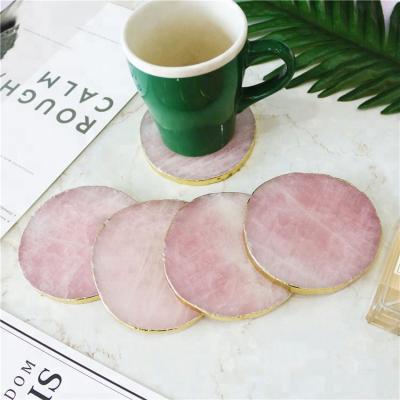 China Natural Stone Rose Quartz Round Slices Tray from Europe for Sale for sale