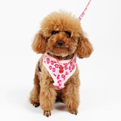 China Viable Cute Cat Leopard Pink Beige Adjustable Pet Harness And Leash Sets Dog Collar for sale