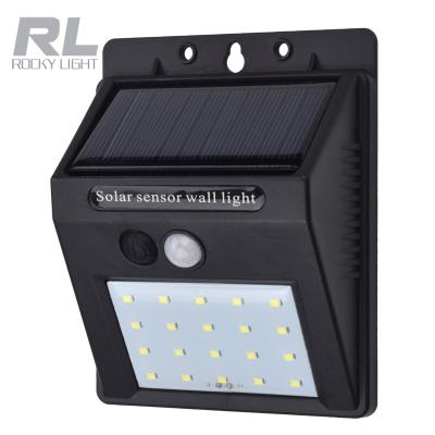 China Hotsale Outdoor Yard Small 20 Rechargeable Battery Waterproof Led PIR Motion Solar Sensor Wall Light Home for sale