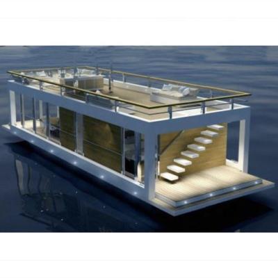 China Recreation & Entertainment 34ft Aluminum House Construction Pontoon Boat Glass Water Floating Passenger Boat for sale