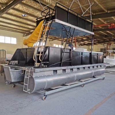 China Lake-Sea-River-Ocean YAMANE 33ft 11mm China Manufacturer High Quality Double Deck Welded Aluminum Pontoon Boat With Canopy for sale