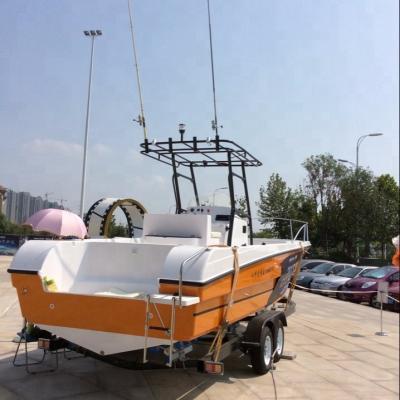 China Hot sale fiberglass 8.50m frp fast sport yacht with canopy for sale