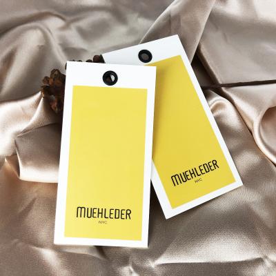 China New Design Viable Luxury Brand China Hang Double Sided Printed Clothing Custom Paper Tag for sale