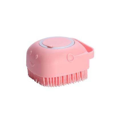 China Sustainable Shampoo Dispensing Pet Bathing Brush Massage Brush Soft Silicone Head for sale