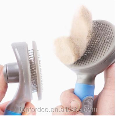 China Sustainable Pet Grooming Brush Comb Self Cleaning Shedding Hairs Tools For Dog And Cats for sale