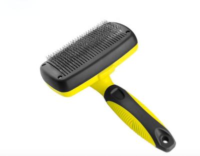 China Amazon Sell Dog and Cat Long Thick Hair Brush Pet Grooming Brush Viable Hot Deshedding Self-Cleaning Comb for sale