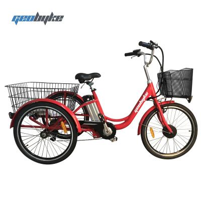 China Standard 3 Wheels 36V 250W Electric Bicycle Carrying Electric Cargo Bike With Double Baskets For Shopping for sale