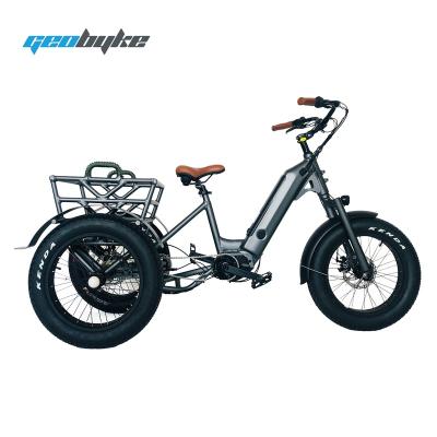 China 48V 500W Electric Cargo Tricycle For Adult Cargo Bike 3 Wheel With Mid Drive Motor for sale