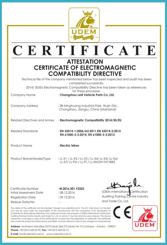 CE certificate - Changzhou Leili Vehicle Parts Co., Ltd