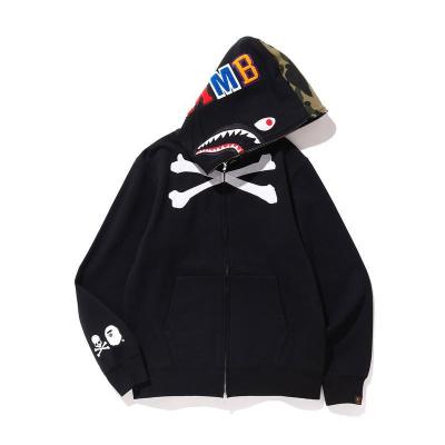 China 2021 BAPE Shark Print Skull Hoodies Camouflage Main Casual Coat Wholesale QUICK DRY Full Zipper Jacket Outdoor Sweatshirt for sale