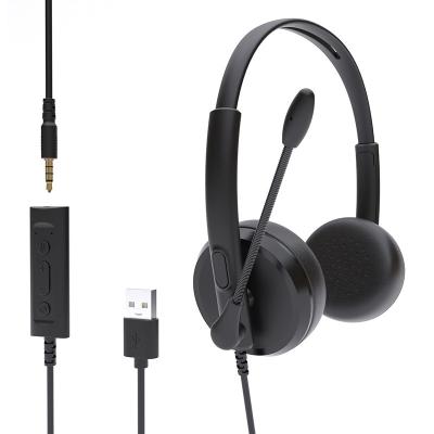 China USB plug computer phablet telephone headset viable operator customer service dedicated sound-cancel stereo headset for sale