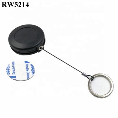 China More ABS RUIWOR RW5214 Plastic Round Spring Return Wire Rope Reel Retractable With Removable Keyring for sale