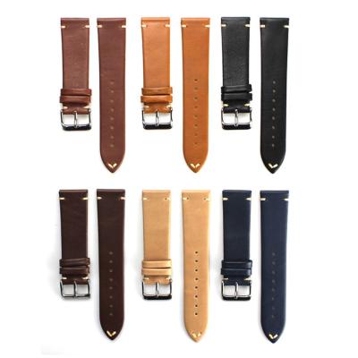 China Leather 20mm 22mm Vintage Genuine Leather Watch Band Luxury Leather Watch Strap for sale