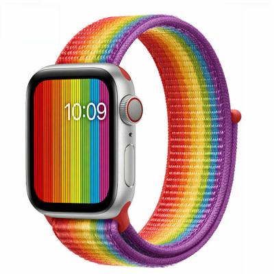 China Ribbon New Loop Strap Wrist Pattern Fabric Woven Nylon Watch Strap  For Apple Watch for sale