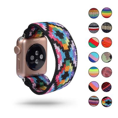 China For Apple watch 5 Series 38mm 40mm 42mm 44m Soft Breathable Scrunchie Strap Multi-color Stretch Elastic Watch Band for All 6 series Apple Watch Bracelet for sale