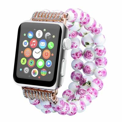 China Not Specified HuaMJ Ceramic Flower Beads  Series 6 5 4 3 2 1 Watch Strap Belt Band for Apple Watch for iWatch for sale