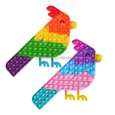 China Kids Push Bubble Sensory Toy HuaMJ Wholesale Amazon Most Popular Colorful Silicone Popper Sensory Push Pops Bubble Fly Bird Pecker Fidget Toy for sale