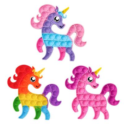 China Kids Pop Sensory Toy Wholesale Amazon Popular Rainbow Color Stress Reliever 20cm Pop De Unicorni Sensory Popper Push Pop Bubble Toy Unicorn Fidget for sale