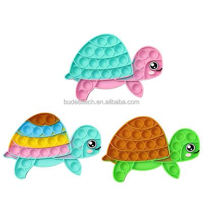 China Relieve Stress HuaMJ Amazon Hot Sale Silicone Infant Baby Toys Push Pop Bubble Sensory Fidget Turtle Bubble Fidget Toy for sale