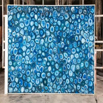 China Modern Blue Agate Geode Stones Semi Precious Translucent Gemstone For Jewelry Making for sale