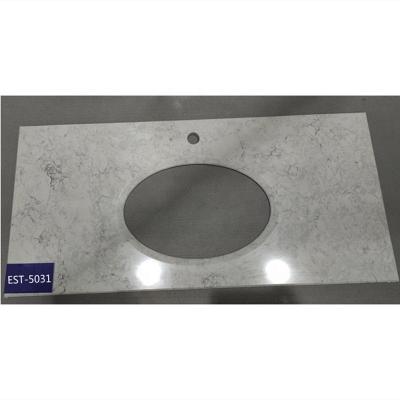 China Factory Calacatta Gray Marble Artificial Engineer Stone Modern Hotel Vanity Top EST-5031 for sale