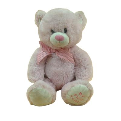 China Plush CE Eco-friendly Material Stuffed Toy My First Teddy Bear Plush Toy Pink Teddy Bear With Bow for sale