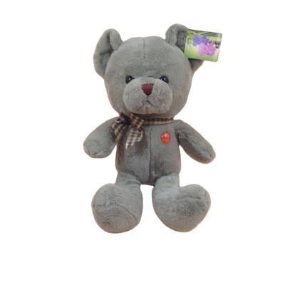 China Plush Best Selling Good Quality Plush Toy Gray Stuffed Teddy Bear With Scarf Knot for sale