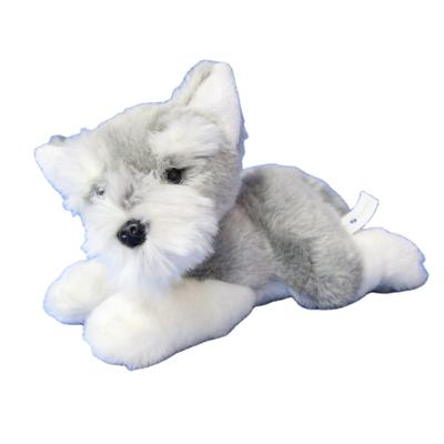 China As a gift children play toy emulation dog simulation gray dog ​​plush stuffed lying toy along for sale