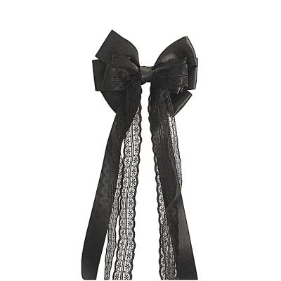 China Eco-friendly Ins Style Hair Accessories Lolita Style Ribbon Lace Hair Bow Beads Chain Hairpins For Woman Ladies Girls Hair Clips for sale