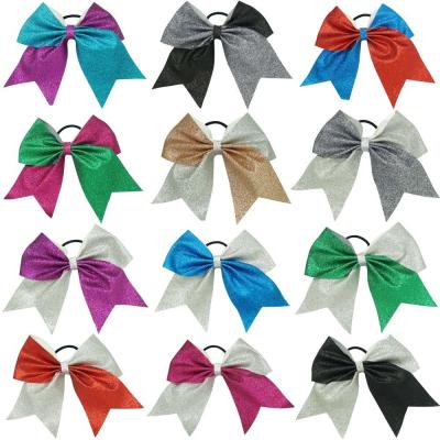 China Hip Hop 7 Inch Girls Cheerleader Hair Accessories Shiny Glitter Cheer Bow For Girls for sale