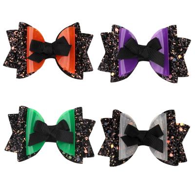 China European and American Children's Hair Accessories European and American Children's Hairpin Jelly Bows Glitter Hairpin Baby Bow Hair Halloween Style Hair Clip for sale