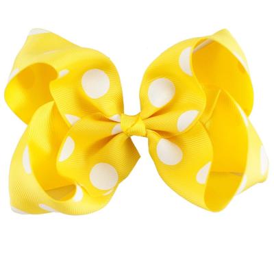 China Hotsale Cute 5 Inch Grosgrain Polka Dot Polka Dots Hair Bows With Clip For Little Girls for sale