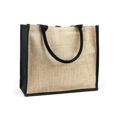 China Wholesale Mini Printed Jute Beach Gunny Bag Beach Tote Eco-Friendly Handled Jute Bag for sale