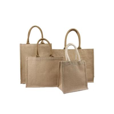 China Wholesale Customized Printed Eco-friendly Handled Carry Rope Handle Jute Bag Cheap Shopping Bag Foldable for sale