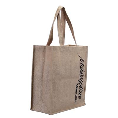 China Custom Grocery Eco-Friendly Logo Natural Eco Friendly Burlap Tote Jute Bag for sale