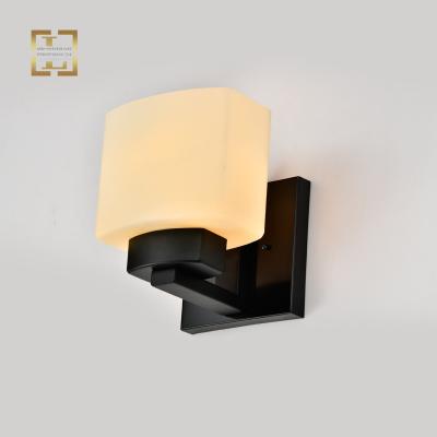 China Modern Glass Shade E26 Wall Lamp Sconce Light Sconce Light Bathroom Hotel Room Bedside Wall Light Glass Vanity Indoor Vanity Light for sale