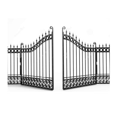 China Modern wrought iron exterior door with sidelight for villa decoration for sale