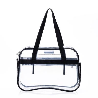 China 100% 100% Eco-Friendly Wholesale Waterproof Transparent Clear Travel Big Make Up Bag Cross - Body Bag Beach Tote Bags With Zipper for sale