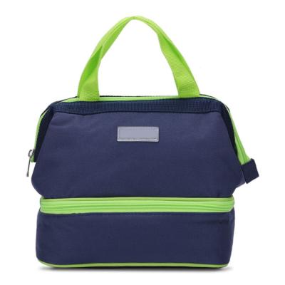 China Waterproof Outdoor Blue Oxford Cloth Insulated Tote Cooler Food Bag Lunch Bag For Office Lady And Students for sale